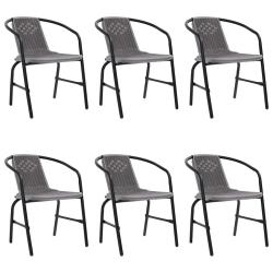 Lot de 6 chaises, rotin plastique et acier, 110 kg, pour le jardin