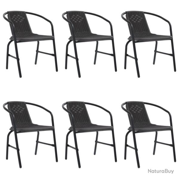 Chaises de lot de 6 Rotin plastique et acier 110 kg