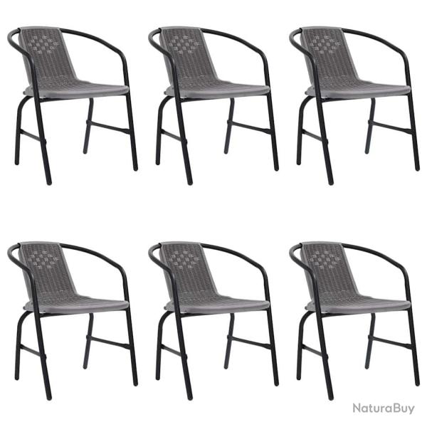 Lot de 6 chaises, rotin plastique et acier, 110 kg, pour le jardin