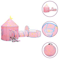Tente de jeu pour enfants avec 250 balles Rose 301x120x128 cm