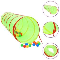 Tunnel de jeu pour enfants avec 250 balles, vert, 175 cm, en polyester