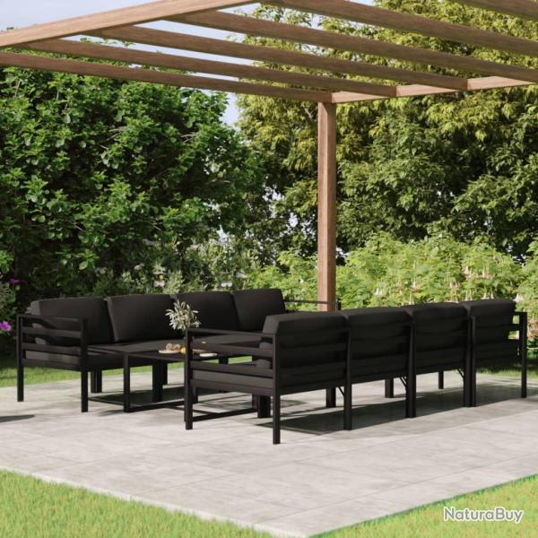 Salon de 9 pcs avec coussins Aluminium Anthracite