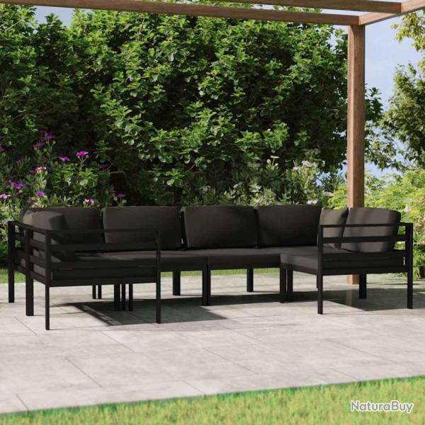 Salon de 6 pi�ces avec coussins en aluminium anthracite