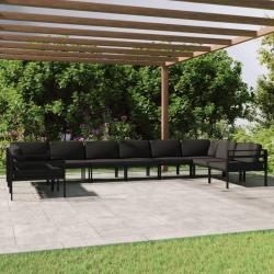 Salon de 10 pcs avec coussins Aluminium Anthracite