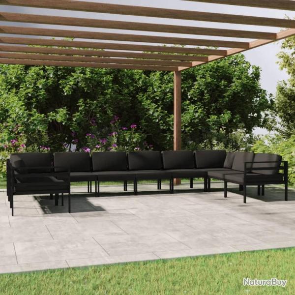 Salon de 10 pcs avec coussins Aluminium Anthracite