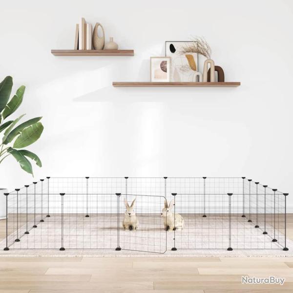 Cage animaux de compagnie � 20 panneaux et porte Noir 35x35 cm