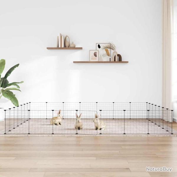 Cage animaux de compagnie � 28 panneaux et porte Noir 35x35 cm