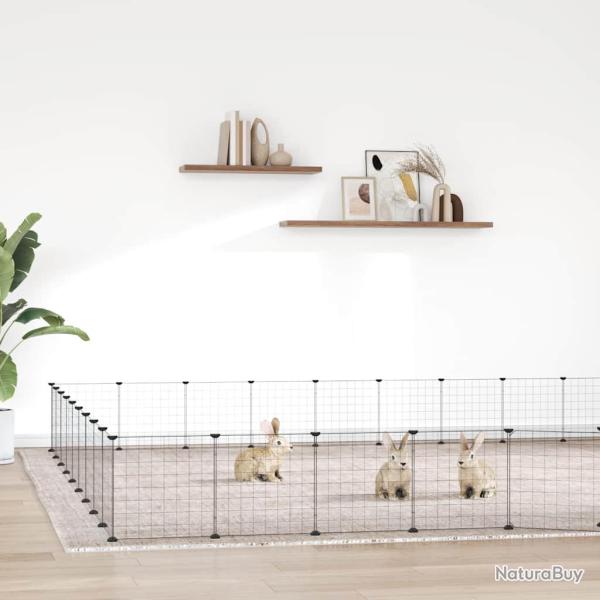 Cage animaux de compagnie � 36 panneaux et porte Noir 35x35 cm