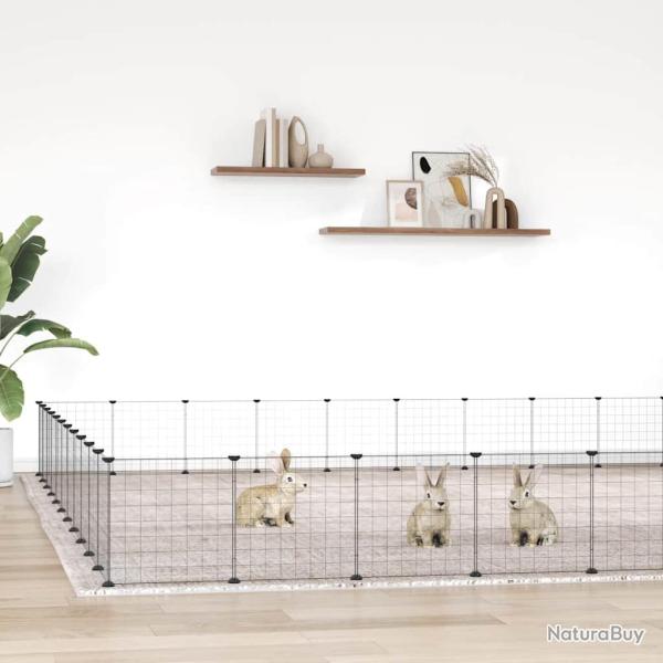 Cage animaux de compagnie � 44 panneaux et porte Noir 35x35 cm