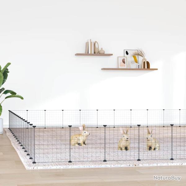 Cage animaux de compagnie � 60 panneaux et porte Noir 35x35 cm
