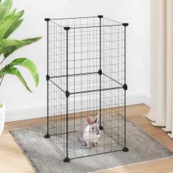 Cage animaux de compagnie &agrave; 8 panneaux Noir 35x35 cm Acier