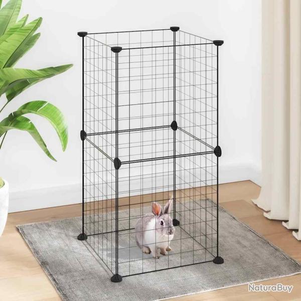 Cage animaux de compagnie � 8 panneaux Noir 35x35 cm Acier