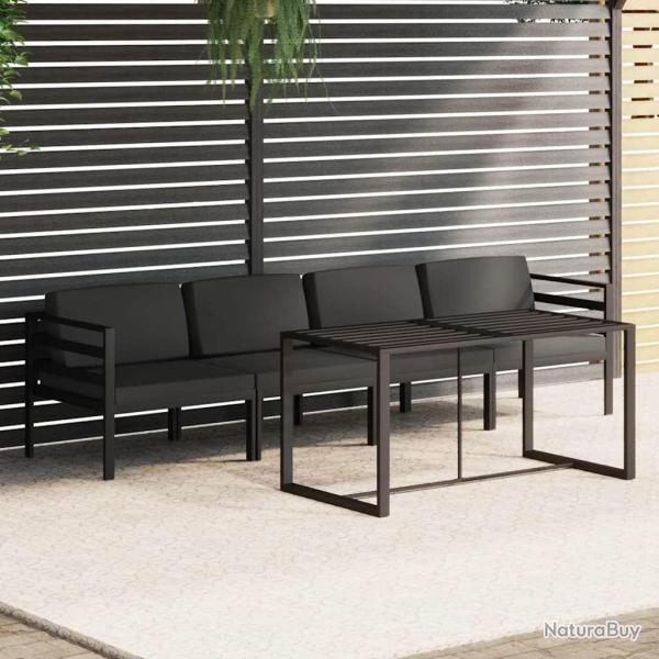 Salon 5 pi�ces avec coussins, en aluminium anthracite