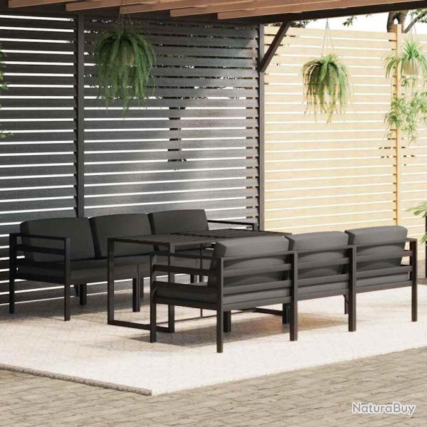 Salon de 7 pi�ces avec coussins anthracite, en aluminium