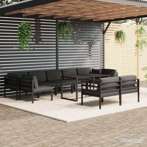 Salon de 10 pcs avec coussins Aluminium Anthracite