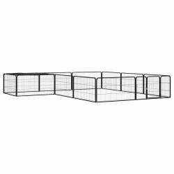 Parc pour chien, 12 panneaux, acier enduit de poudre, noir, pour le jardin, 100 &times; 50 cm