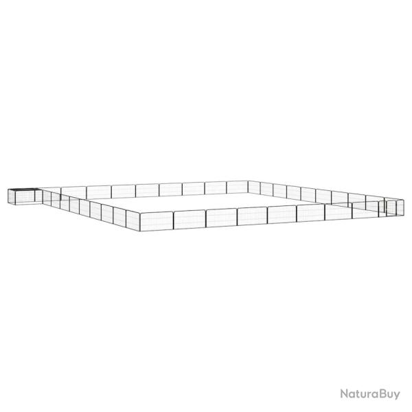 Parc pour chien, 40 panneaux, acier enduit de poudre, noir, pour le jardin, 100 � 50 cm