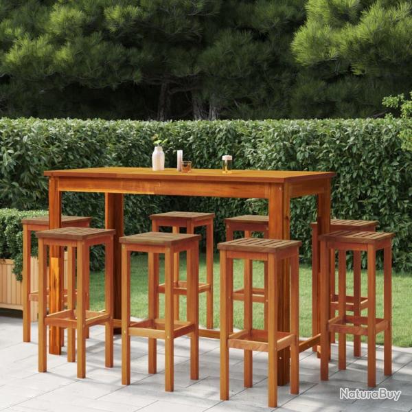 Tabourets de bar lot de 8 bois massif d'acacia