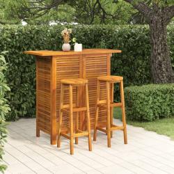 Ensemble de bar de 3 pcs Bois d'acacia solide