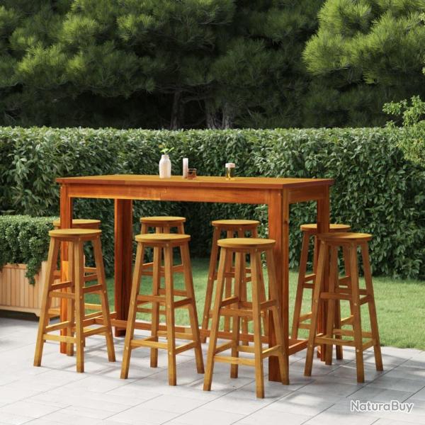 Ensemble de bar de 9 pcs Bois d'acacia solide