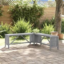 Banc d'angle de et jardini&egrave;re 117 cm bois d'acacia gris