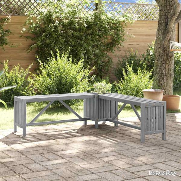 Banc d'angle de et jardini�re 117 cm bois d'acacia gris