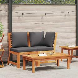 Salon de 3pcs et coussin gris fonc&eacute; Bois d'acacia solide