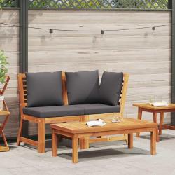 Salon de 3 pi&egrave;ces avec coussin gris fonc&eacute; en bois d'acacia solide