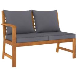 Banc de 114,5 cm avec coussin gris fonc&eacute; Bois d'acacia