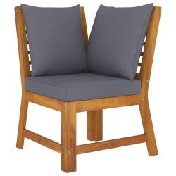 Canap&eacute; d'angle sectionnel avec coussin gris fonc&eacute; Acacia solide