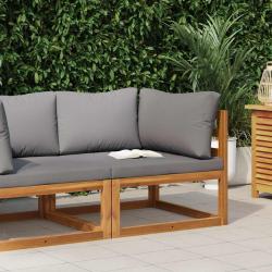 Canap&eacute; d'angle sectionnel avec coussin, bois d'acacia, gris fonc&eacute;, pour le salon