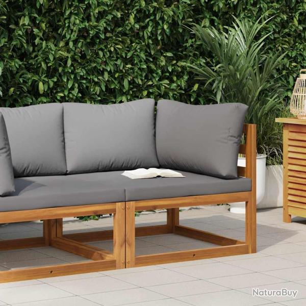 Canap� d'angle sectionnel avec coussin gris fonc� Bois d'acacia