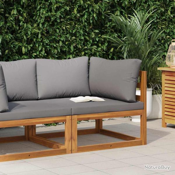 Canap� d'angle sectionnel avec coussin, bois d'acacia, gris fonc�, pour le salon