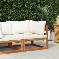 Canap&eacute; d'angle sectionnel et coussin blanc cr&egrave;me Bois d'acacia