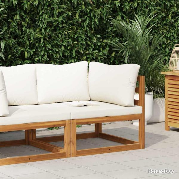 Canap� d'angle sectionnel et coussin blanc cr�me Bois d'acacia