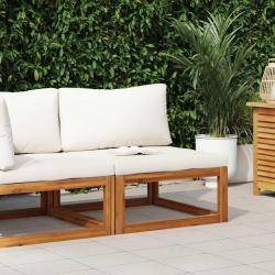 Canap&eacute; central sectionnel et coussin blanc cr&egrave;me Bois d'acacia
