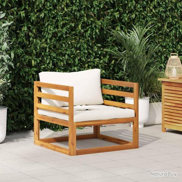 Chaise avec coussins en bois d'acacia massif, cr�me