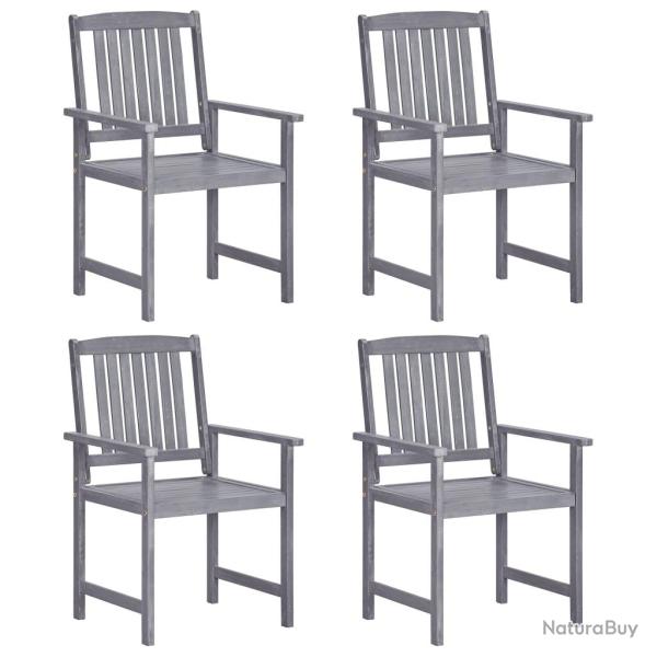 Chaises de lot de 4 Bois massif d'acacia Gris