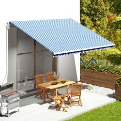 Tissu de remplacement pour auvent Bleu et blanc 4,5x3,5 m