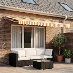 Tissu de remplacement pour auvent, jaune et blanc, 450 &times; 350 cm