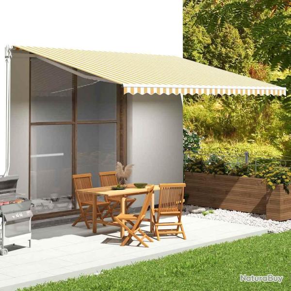 Tissu de remplacement pour auvent Jaune et blanc 5x3,5 m