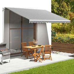 Tissu de remplacement pour auvent en polyester anthracite et blanc, pour la terrasse, 450 &times; 300 cm