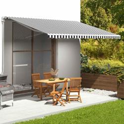 Tissu de remplacement pour auvent en polyester anthracite et blanc, pour la terrasse, 500 &times; 300 cm