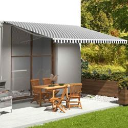 Tissu de remplacement pour auvent en polyester anthracite et blanc, pour la terrasse, 500 &times; 350 cm
