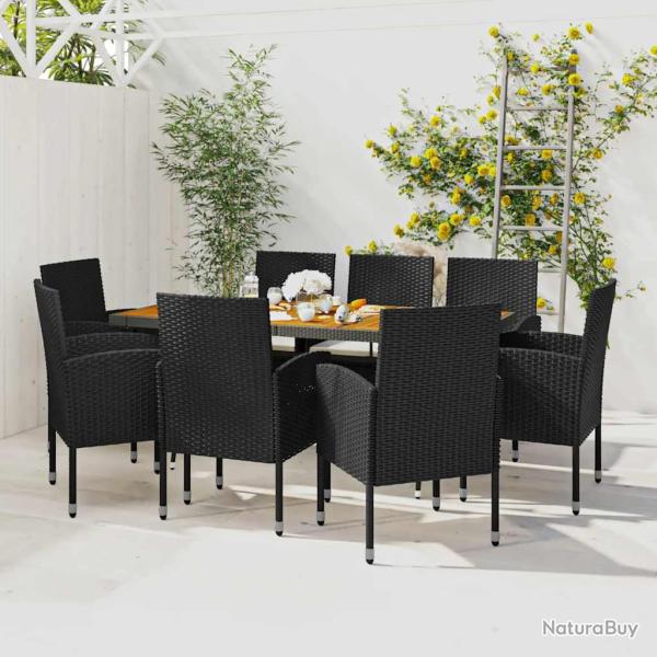 Ensemble � manger d'ext�rieur 9 pcs R�sine tress�e Noir