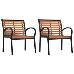 Chaises de lot de 2 Acier et WPC Noir et marron