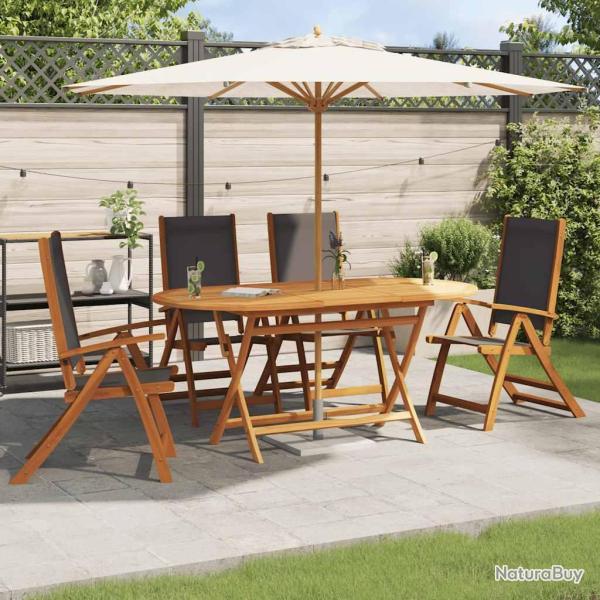 Chaises de pliantes lot de 4 acacia massif et textil�ne