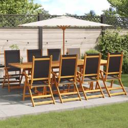 Chaises de pliantes lot de 8 acacia massif et textil&egrave;ne
