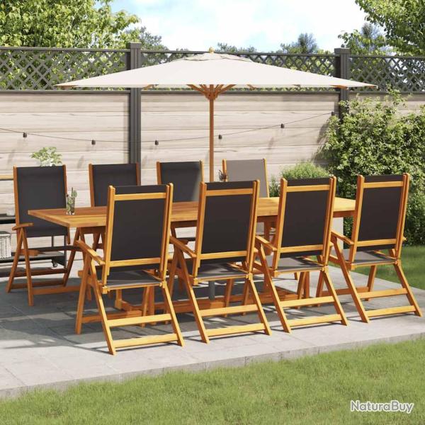 Chaises de pliantes lot de 8 acacia massif et textil�ne