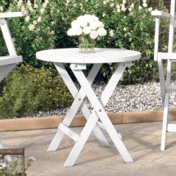 Table pliable de blanc &Oslash; 46 cm bois d'acacia solide